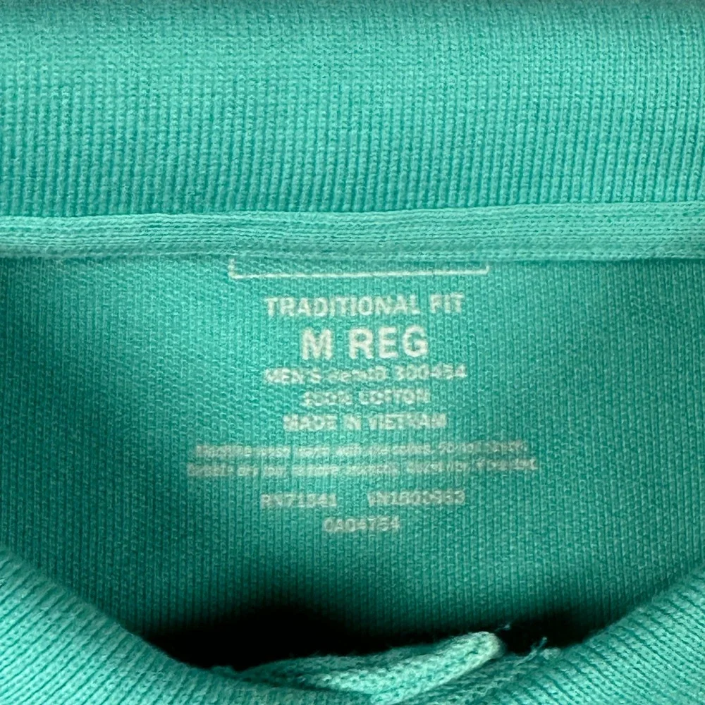 LL Bean Mens Medium Traditional Fit Pique Polo Shirt Teal Green Cotton Casual SS